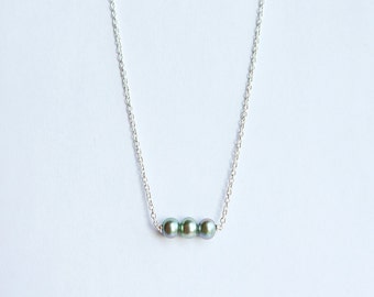 Délicat collier argent et perles d'eau douce - Three Freshwater Pearl Necklace - Handmade Sterling Silver Necklace