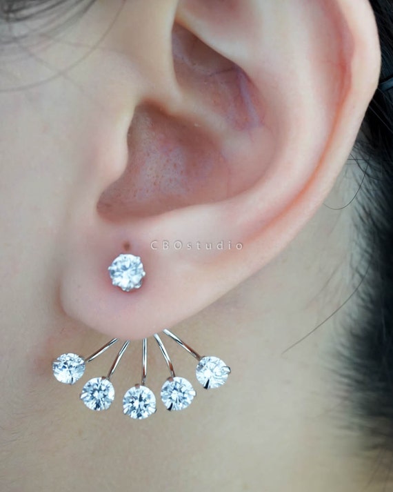 Items similar to ear jacket ear jacket silver ear jacket gold ear jacket flower floral