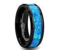 Opal inlay engagement rings