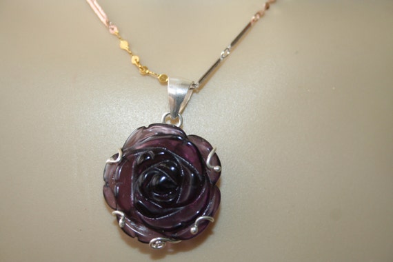 SALE...Necklace /Pendant Natural Purple Amethyst 925 sterling