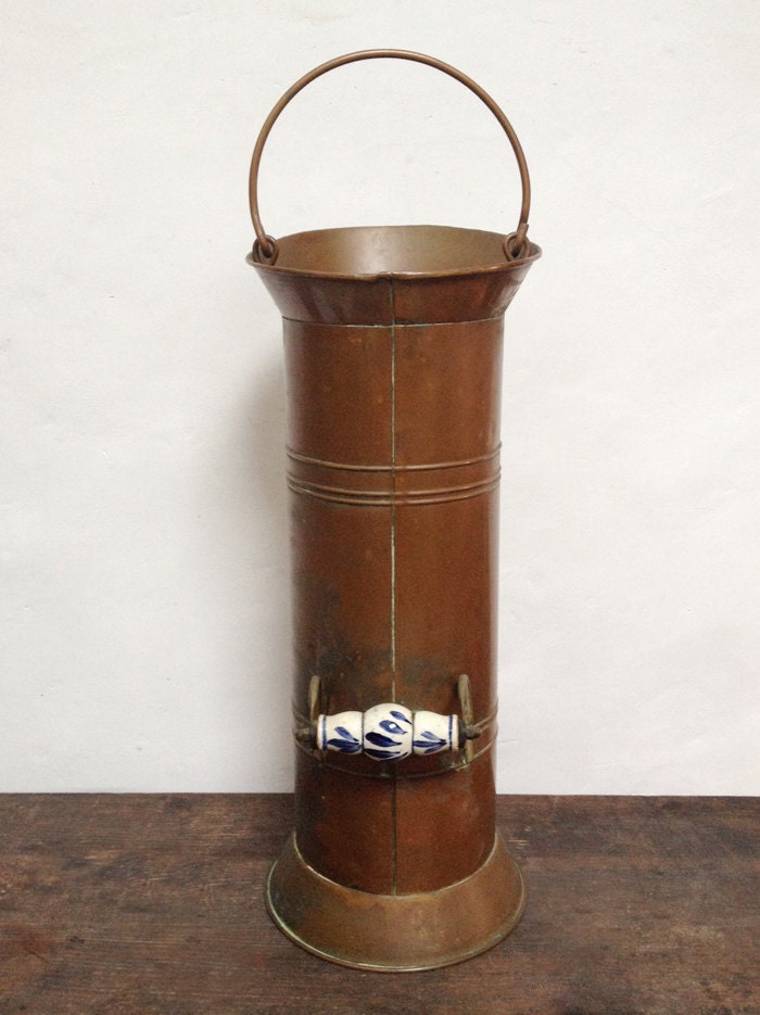 Vintage Copper Umbrella Stand Cane Holder Copper and Brass