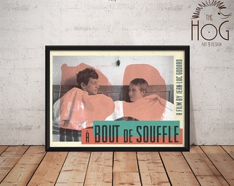 À Bout De Souffle Poster - Breathless Print - Quote Retro Movie Poster - Movie Print, Film Poster, Wall Art, Jean-Luc Godard Print