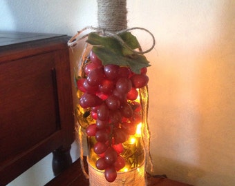 Red/purple grapes wine bottle lamp, wine bottle light, Mother's Day gift idea