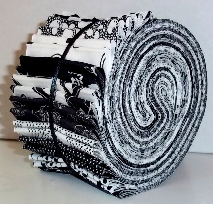 Black and White Classic Jelly Roll Fabric by TheCalicoCatFabrics
