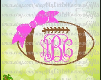 Football with Bow Monogram Frame Base Design Digital Cut File Clipart Instant Download Full Color 300 dpi Jpeg Png SVG EPS DXF formats