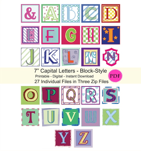 alphabet colorful pdf files printable instant download