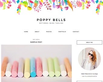 Blogger Template, Blog Template - "Poppy | by Anna" Instant Digital Download