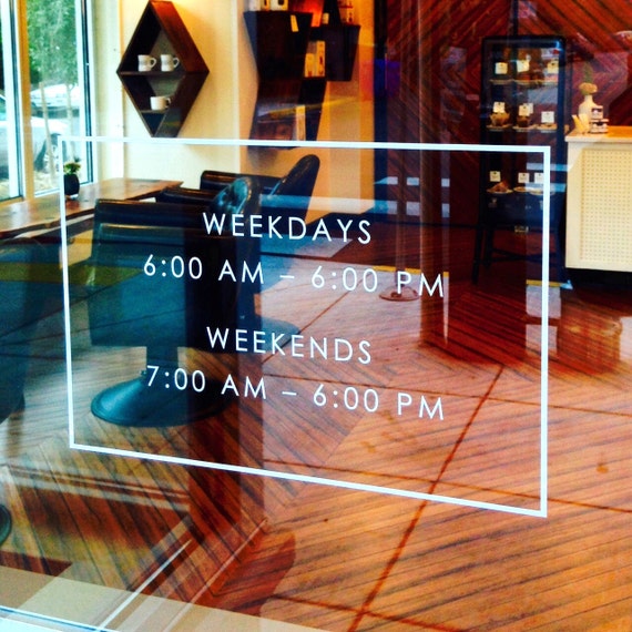 Store Front Hours Vinyl Decal Store Sign Store Display Decal
