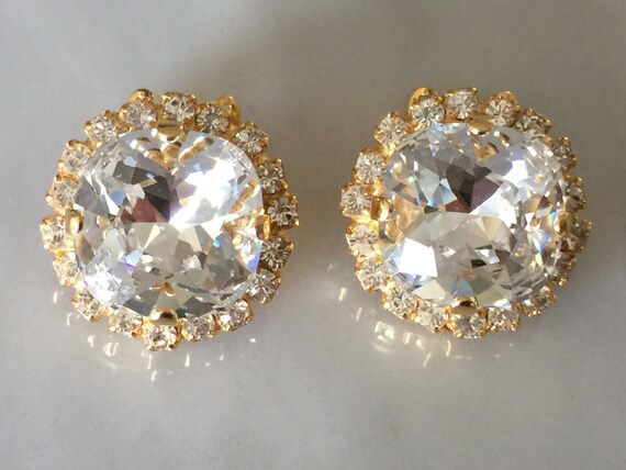 Swarovski Crystal Clip On Earrings, Crystal Clip On Earrings, Bridal Crystal Clip on Earrings, Bridal Clip On Earrings
