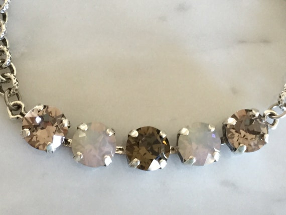 Swarovski Light Grey Opal Crystal Bracelet, Swarovski Smoky Quartz Crystal Bracelet, Greige Crystal Bracelet, Swarovski Grey Bracelet