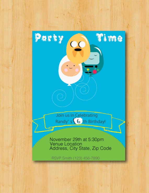 Adventure Time Birthday Party Invitation by HermanitasDesign