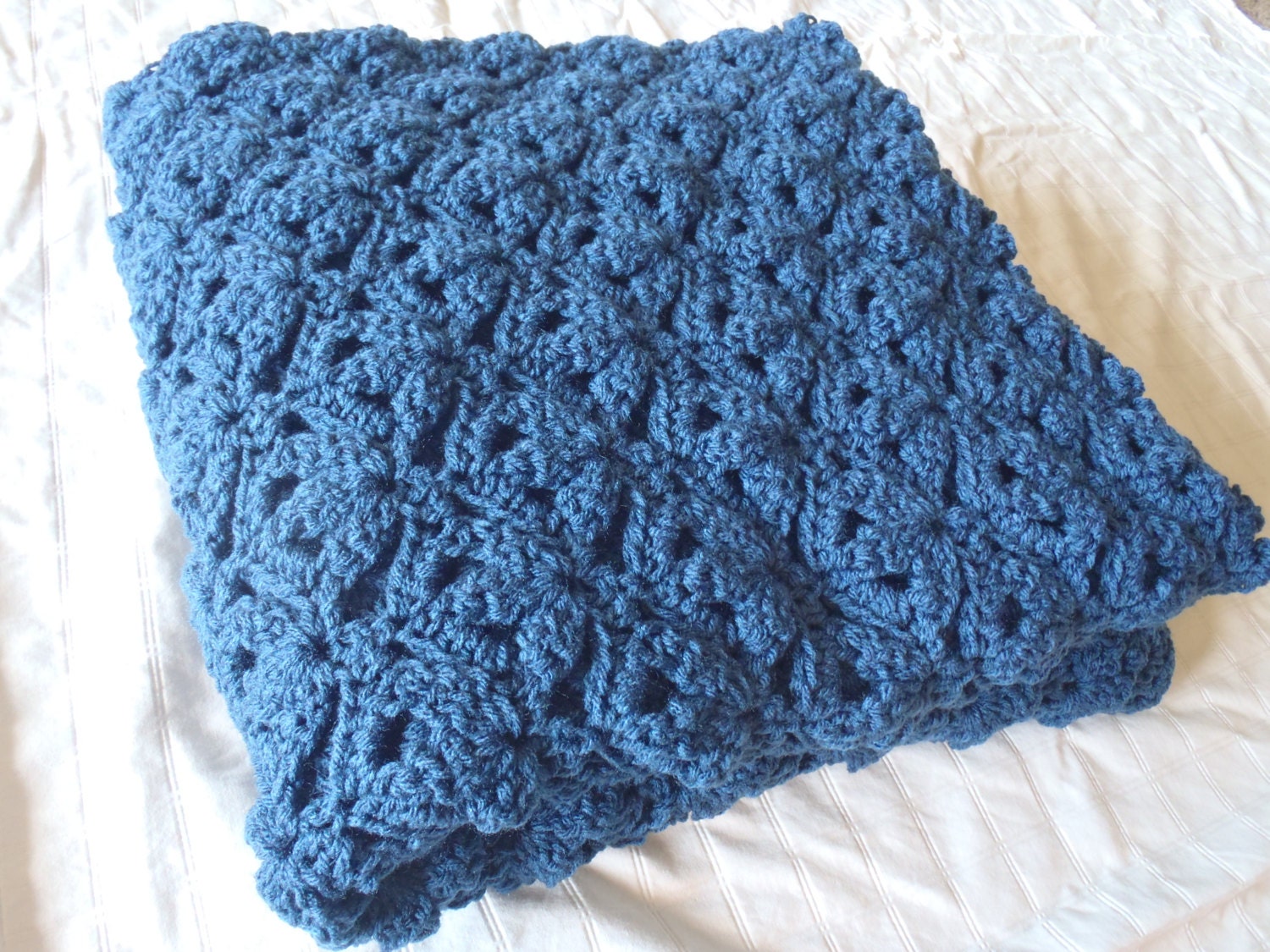 Hand Made Crochet Blanket Afghan Irish Wave