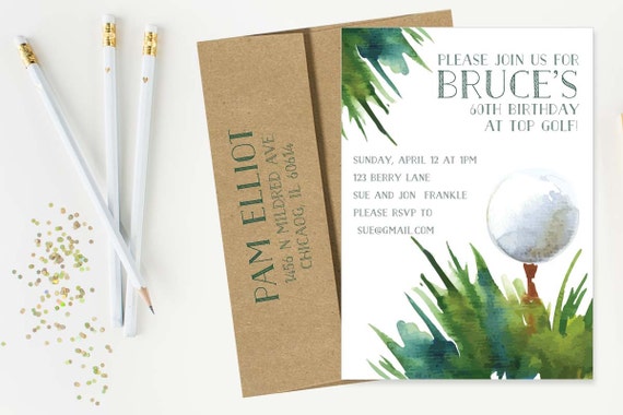 Golf Themed Birthday Party Invitation Golf by LetterLoftPrints
