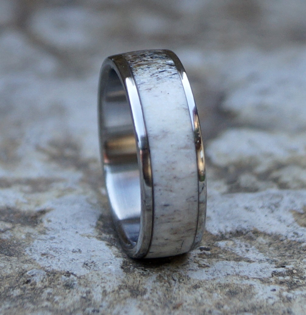Deer Antler Ring Wedding Ring Stainless Steel Ring by RingsDepot