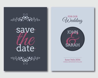 Save the date flat wedding invitation