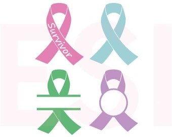 Awareness ribbon SVG, DXF, EPS, cutting files for use with Silhouette Studio and Cricut Design Space. Circle monogram frames.
