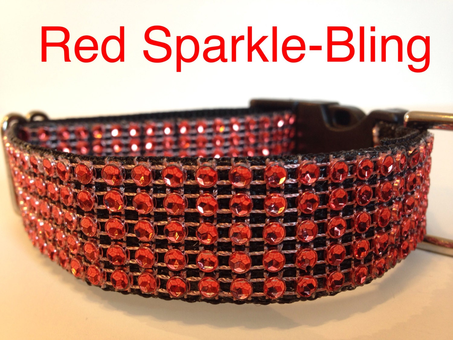 Red Rhinestone Bling Dog collar Small Medium Large by DogFabulous