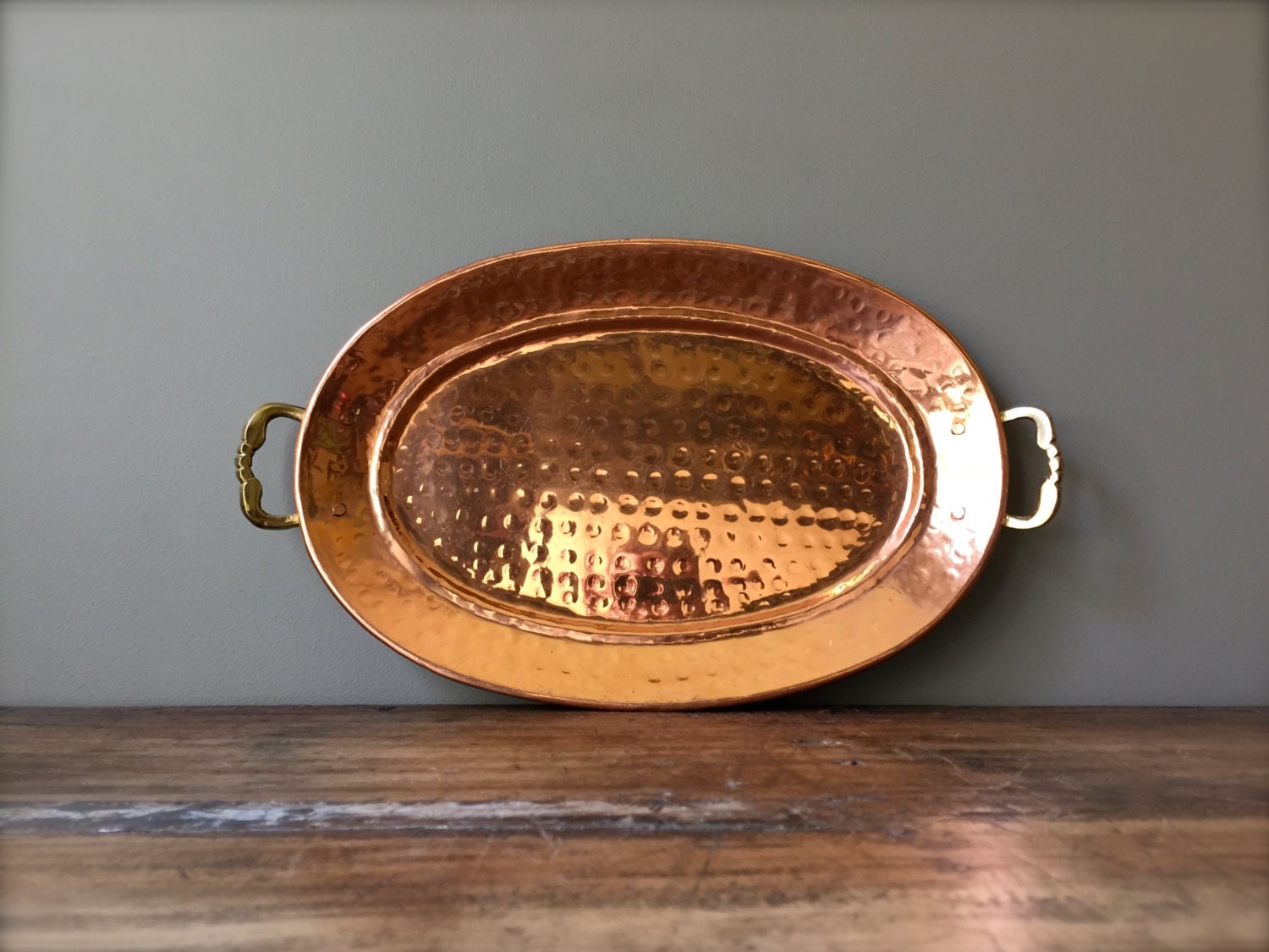 Vintage Copper Serving Tray with Solid Brass Handles Haute Juice