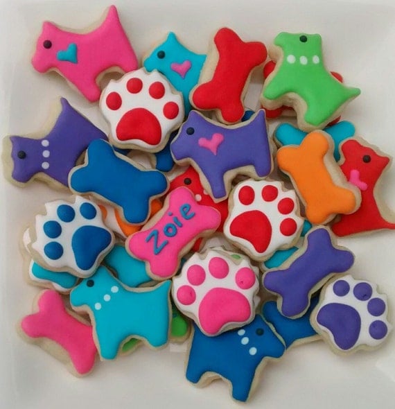 Dog theme sugar cookies mini or large birthday party