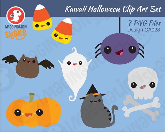 Kawaii Halloween Clip Art Set CA023 / Clipart / Kawaii Cat