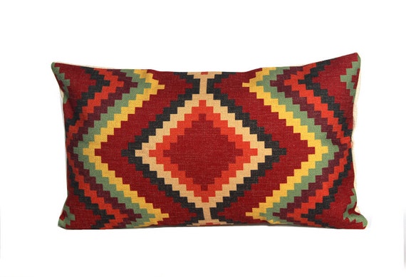 Aztec throw lumbar pillow covers 12x20 Kilim by jorgestudio