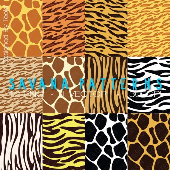 AFRICAN ANIMAL PRINTS Digital paper pack Instant by TeoldDesign