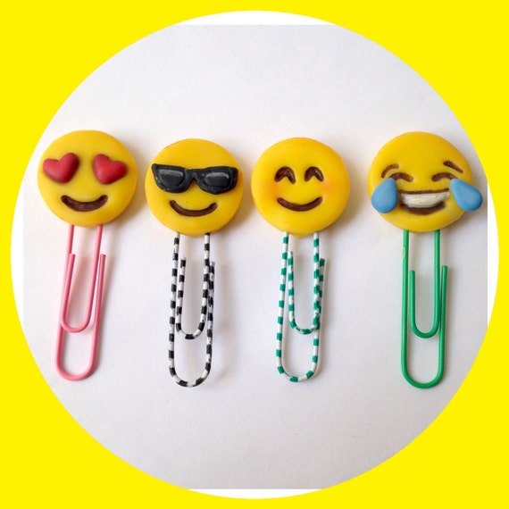 Items similar to Emojis polymer clay paper clips or Bookmark on Etsy
