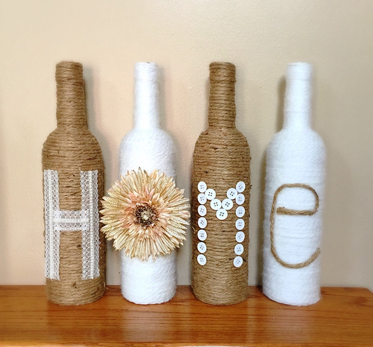 botol bekas decoupage kaca by Wine Twine Home Rustic Decor Wrapped Bottles