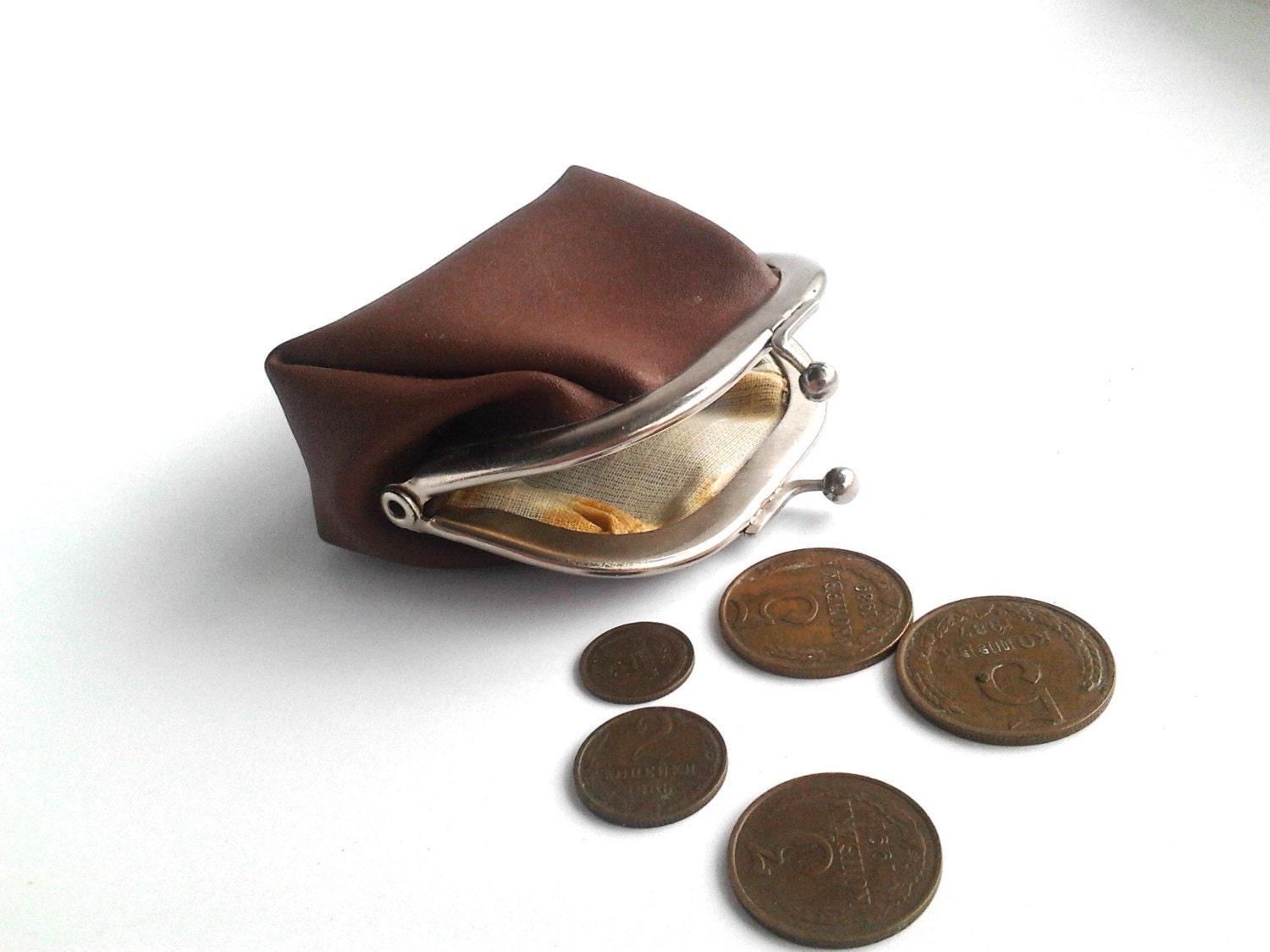 Vintage Coin Purse Change Purse Small Brown Coin by FoundinUSSR