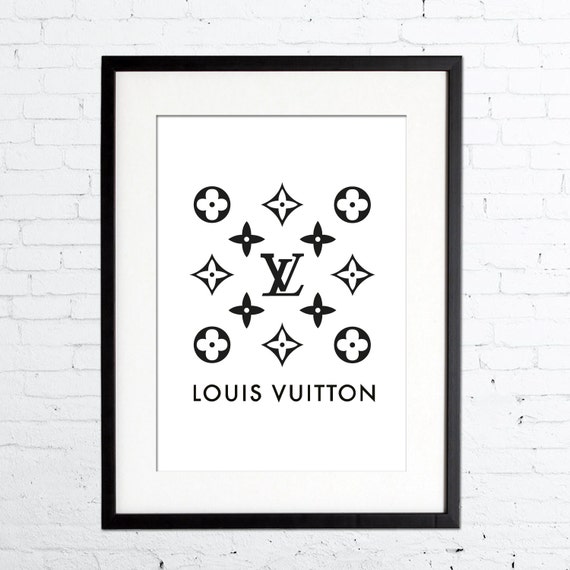 Items similar to Louis Vuitton logo Print, Fashion Print in Black & White, Louis Vuitton, Art ...