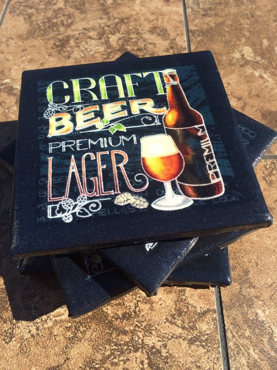 Craft Beer Coasters Set Bar Coasters Drink by LoriLooDesigns