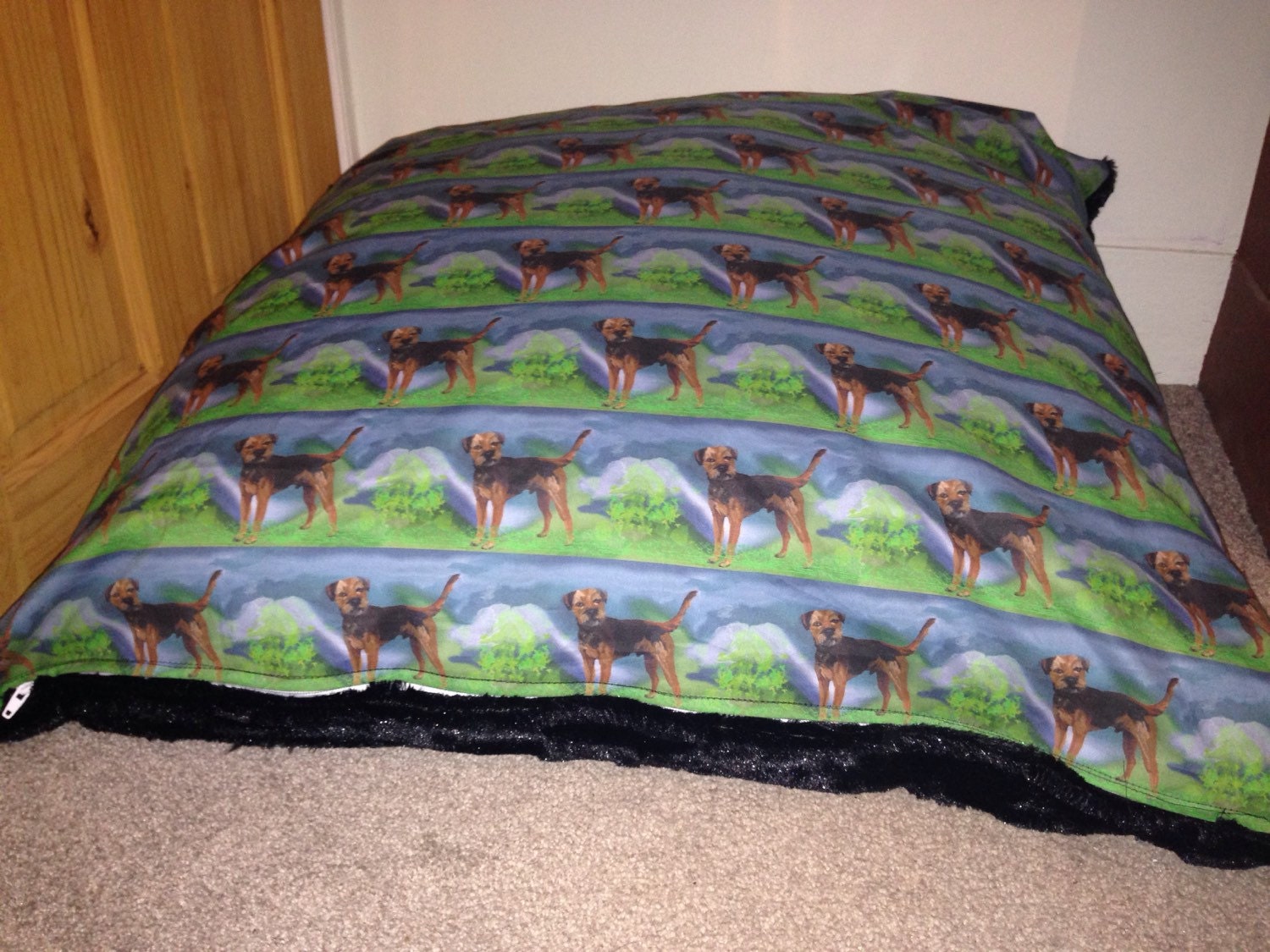 Dog bed luxury border terrier cotton fabric with by VerityandMoss