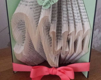 Mum Book Fold, Mum Folded Book Art, Mother's Day Gift, Gift For Mum, Recycled Book, Gift For Mother, Upcycled Gift