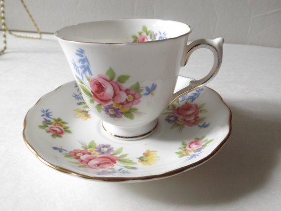 MELBA BONE CHINA England Cup & Saucer Spring Flowers 0031