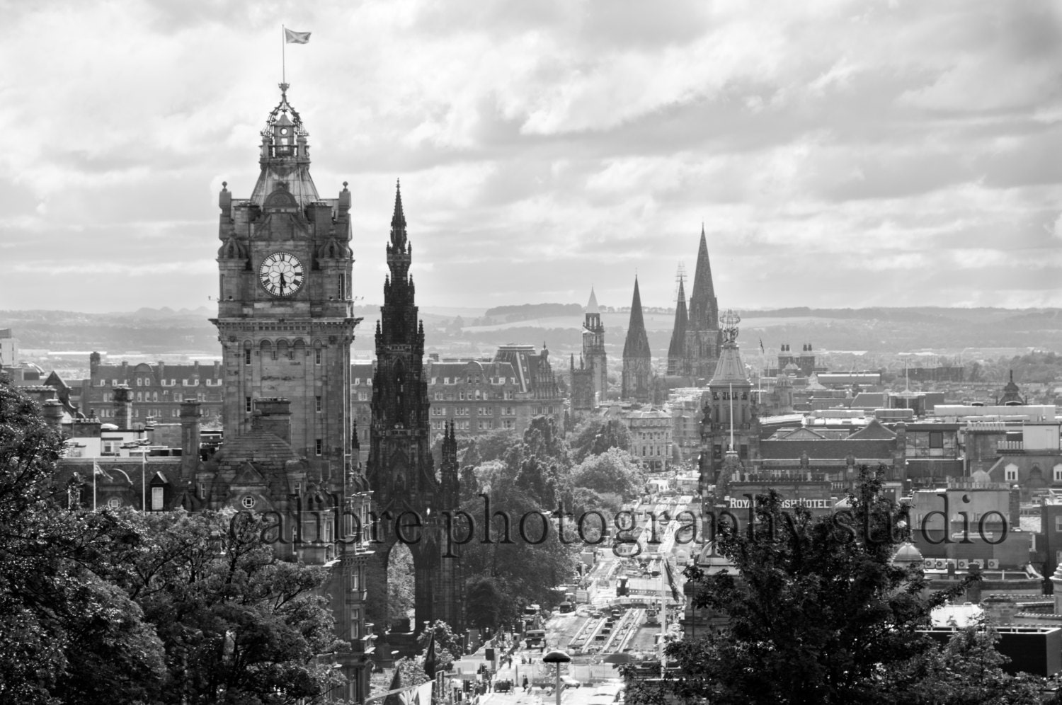 Edinburgh Black and White Photography Skyline Scotland