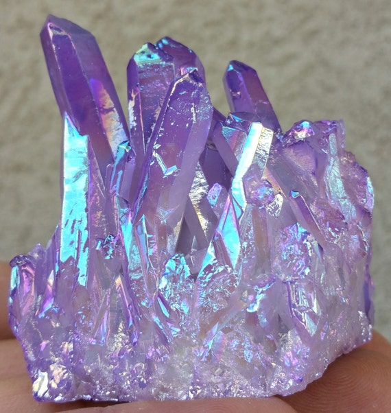 Purple Flame Aura Crystal Quartz Cluster by peoplecrystals