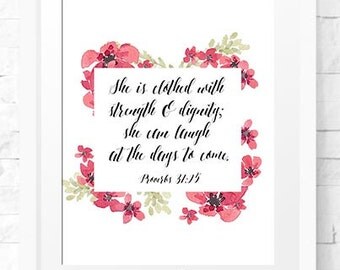 Bible Verse Printable Sign Printable Proverbs 31:25 She Is