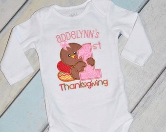 Girls or Boys 1st First Thanksgiving Onesie or Shirt Personalized