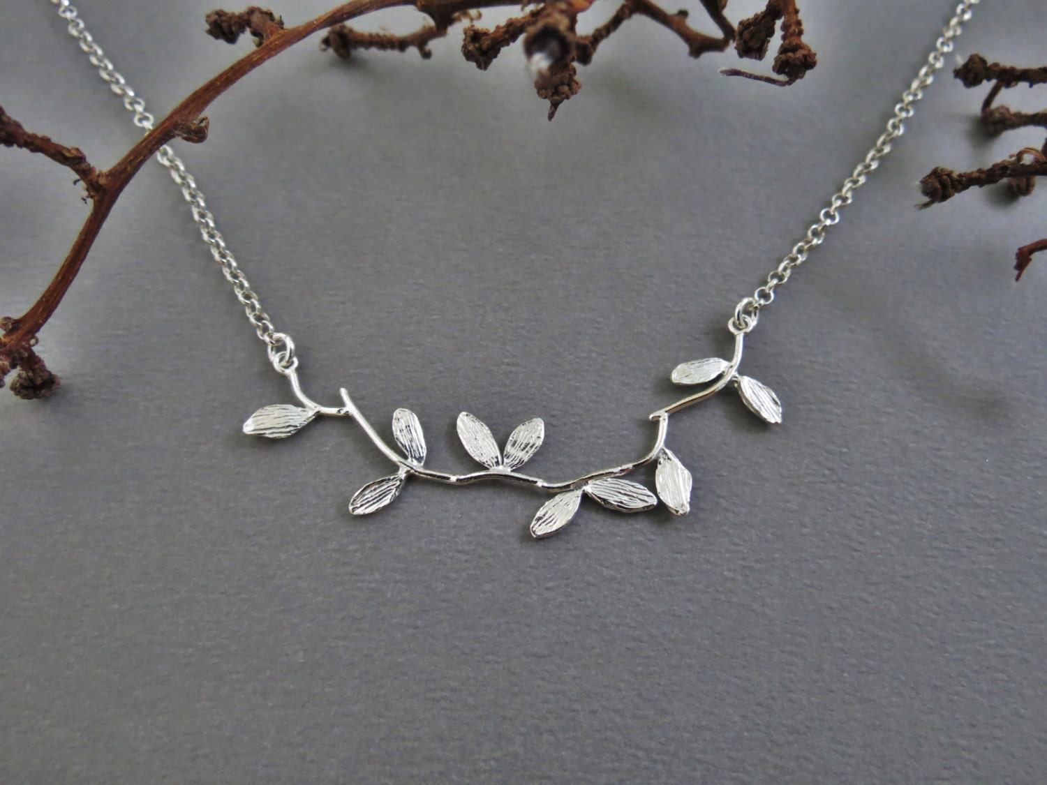 Small branches Sterling silver necklace Cpercent branches