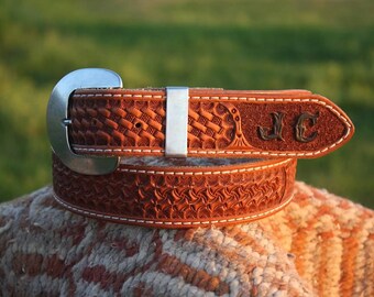 Custom Hand Tooled Western Belt - Crazylegs Pattern