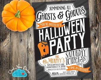 Halloween Party Invitation - Printable Invite - CUSTOM, DIY - Personalized Invitation - Ghosts - Fun Halloween Idea - Costume Party