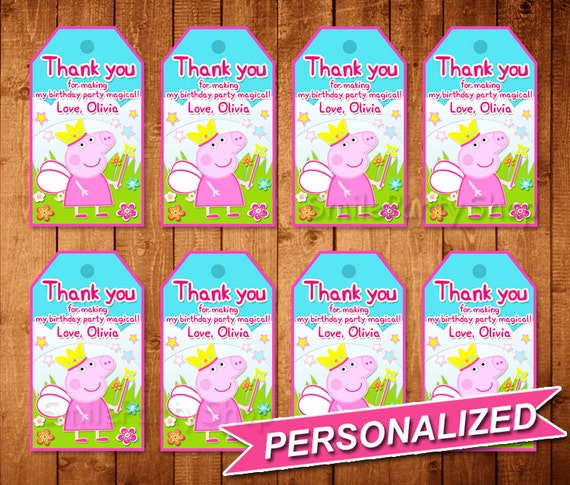 peppa pig favor tag peppa pig thank you tags favor by smileparty