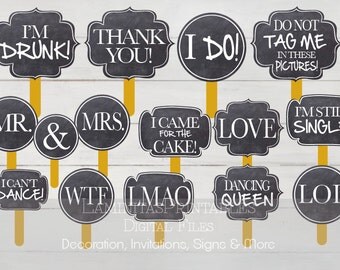 Photo booth props, photo prop, photography props, photo props Wedding, wedding photo booth props, photo props printables, wedding signs