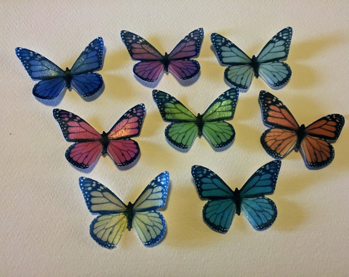 Double-Sided Edible 3-D Wafer Paper Medium Monarch Butterflies for Cakes, Cupcakes or Cookies