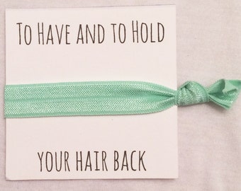 SALE-Bridesmaid elastic hair tie favors//bachelorette party, hair tie card, hair tie favors, elastic hair ties, wedding, bridesmaid gift