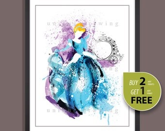 Cinderella print, Disney Cinderella poster, Cinderella painting, Disney Princess Cinderella, Disney wall art, Kids Decor, Nursery Decor,3514