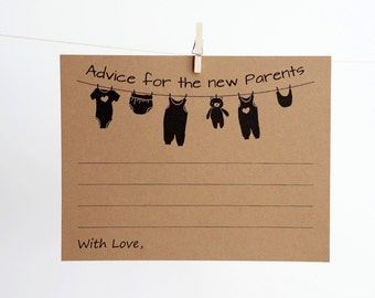 Advice for the new Parents Cards - Coed Baby Shower Game - Advice Card - Parents to Be Wishes - Rustic Country - Kraft Brown or Cream Notes