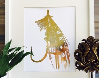 fishing, Fishing lure, Fishing Decor, Gold foil print, Fish hook, Office Wall Art, lake house decor, hunting decor, home decor,
