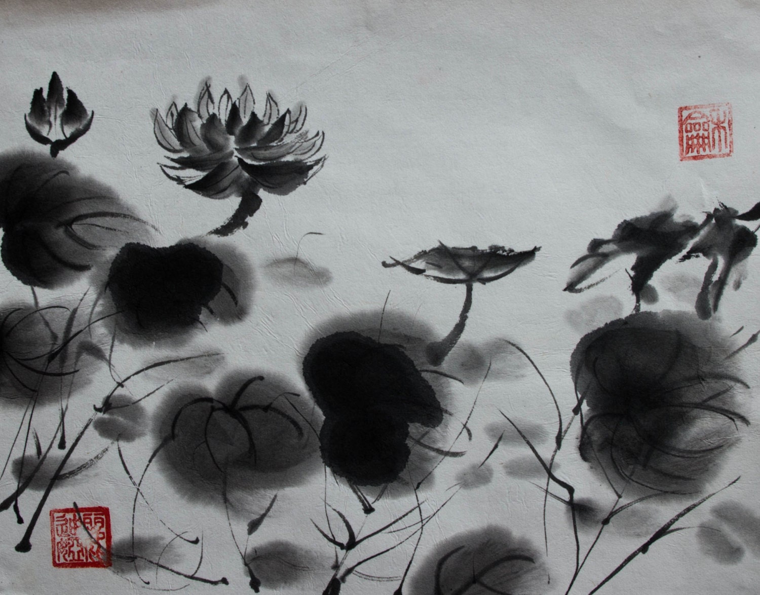 Japanese Ink Painting Suibokuga Sumi-e Chinese Brush by ...