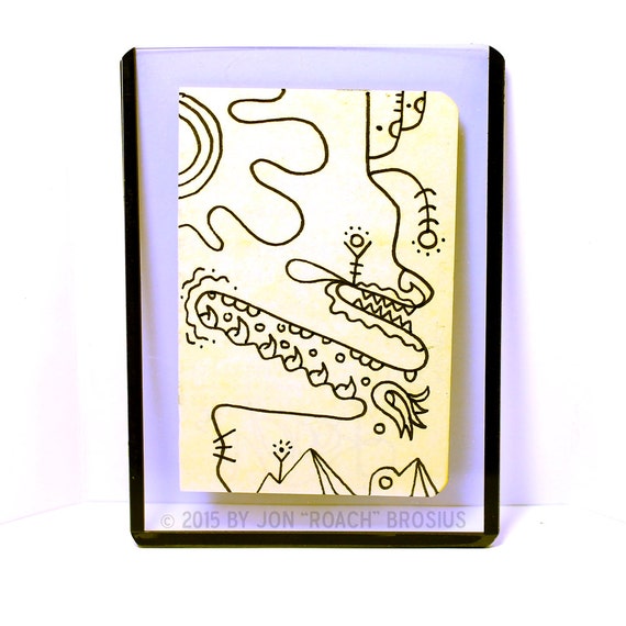 Artist Trading Card Abstract Black Ink Drawing Hand Drawn